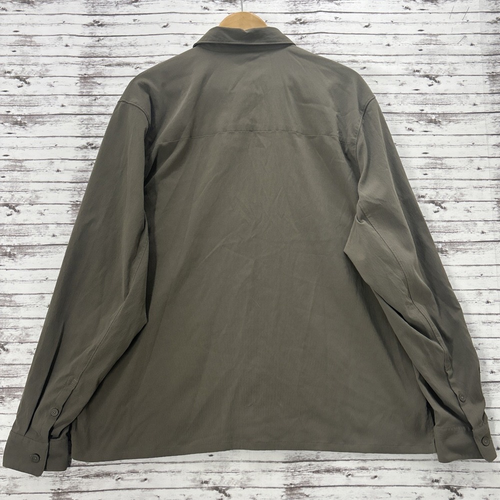 Lululemon Relaxed Fit Shirt Mens XL Olíve Green Button Up Long Sleeve Stretch - Picture 3 of 10
